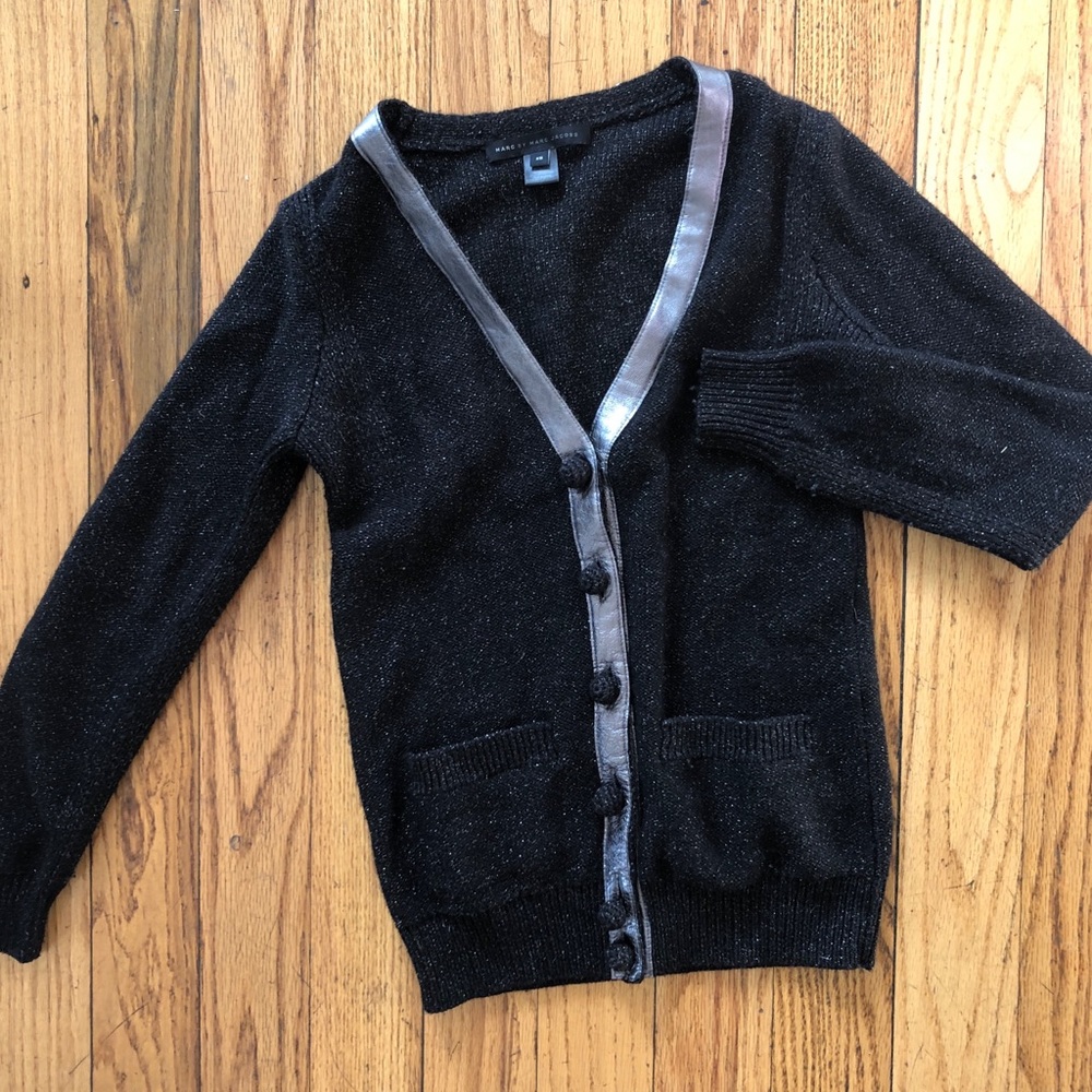 Marc Jacobs Black cardigan metallic leather trim